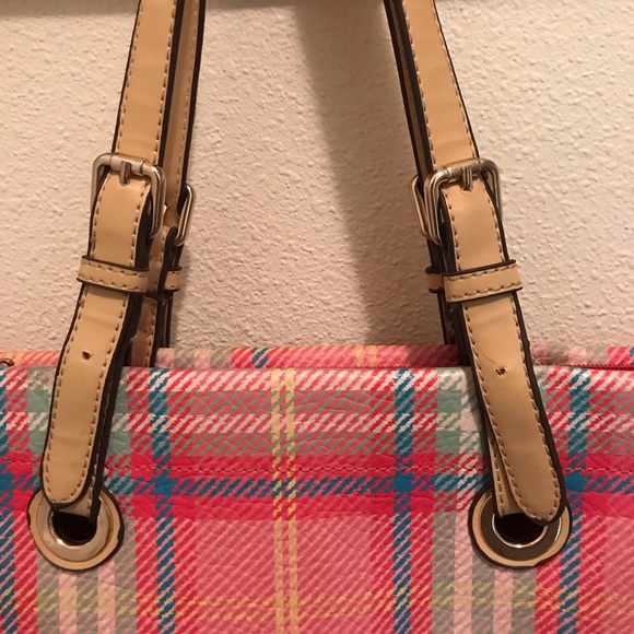 Pink Plaid Tote Bag - Vegan Friendly - Picture 3 of 7